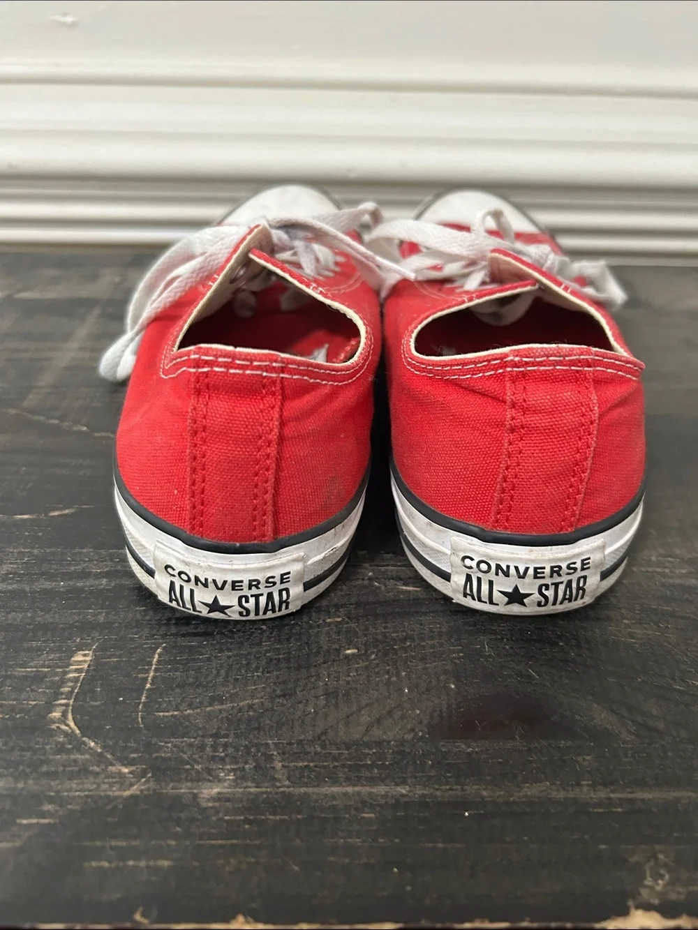 Red Low-Top Canvas Sneakers with White Laces